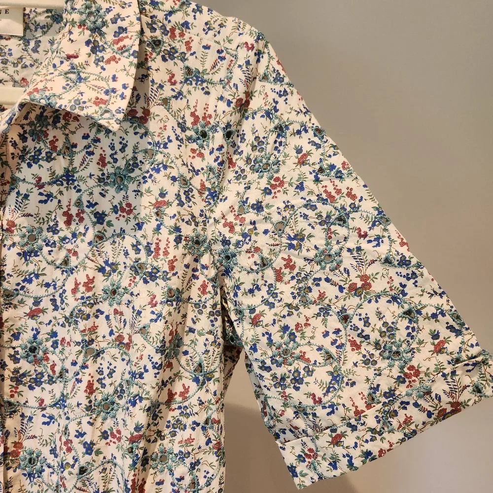 NWT Sezane Elise Jumpsuit Romper Floral Eyelet Belted Sz 38/6 Combisuit Ostuni - Picture 4 of 16